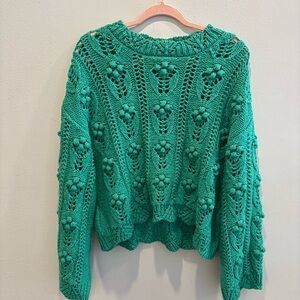 Zara Green Crochet Knit Women's Sweater